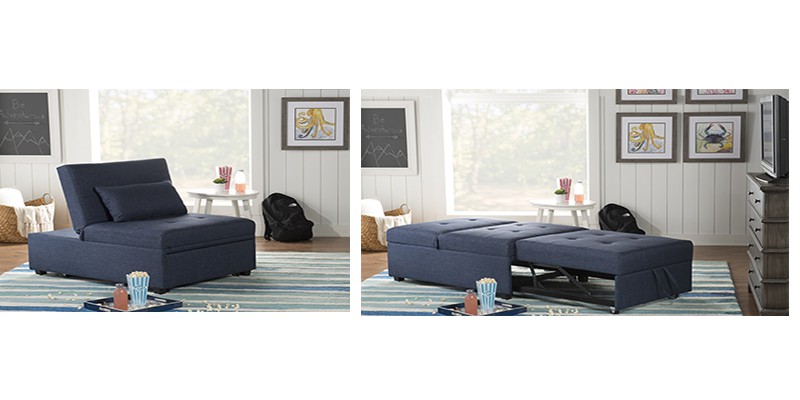 Convertible lay down chair- dozer blue